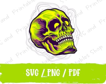 Psychedelic Sugar Skull SVG PNG PDF / Sublimation Files / Skull Png