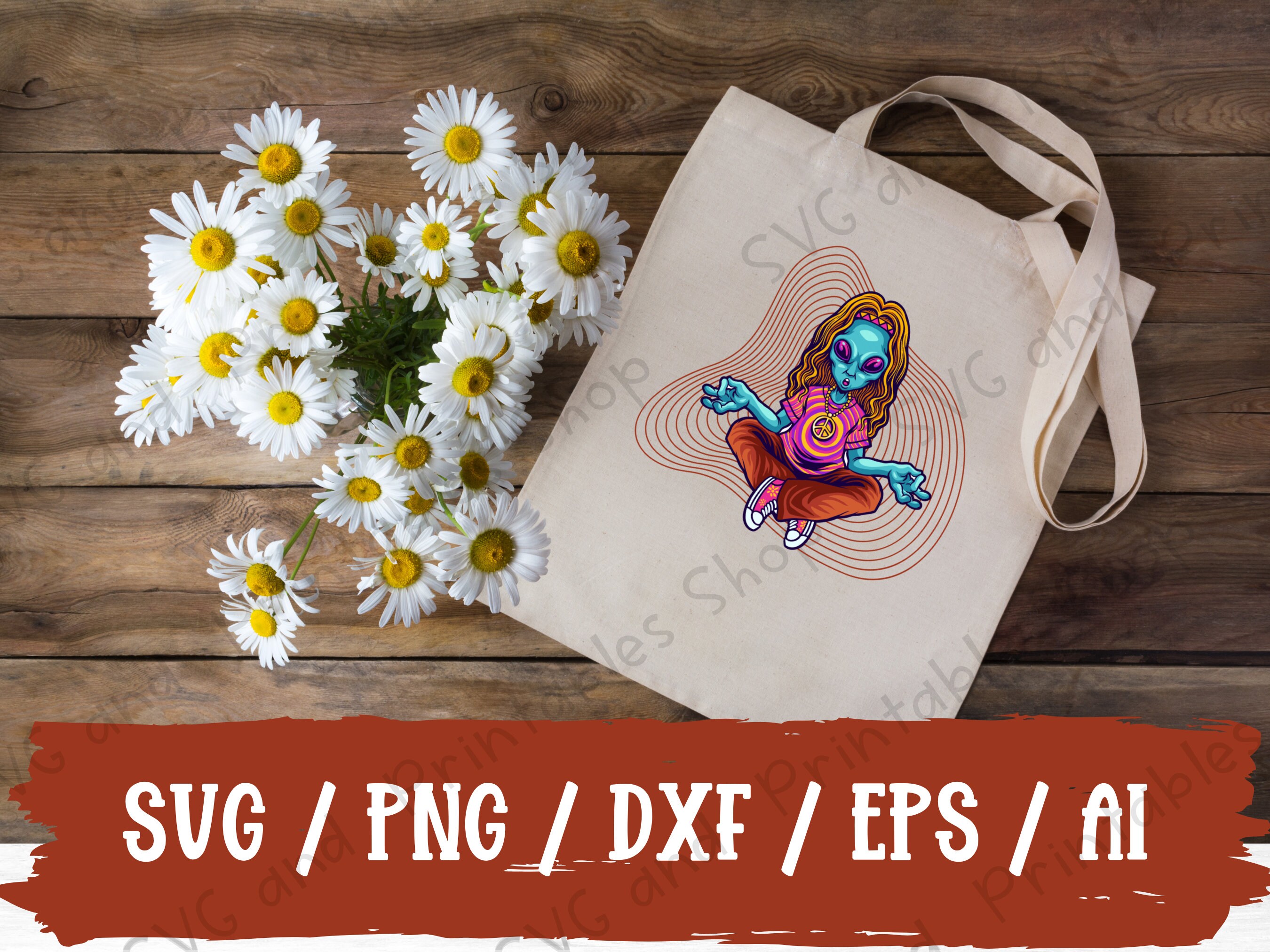 Psychedelic Alien Meditation SVG PNG DXF Eps and Pdf File / Digital Art ...