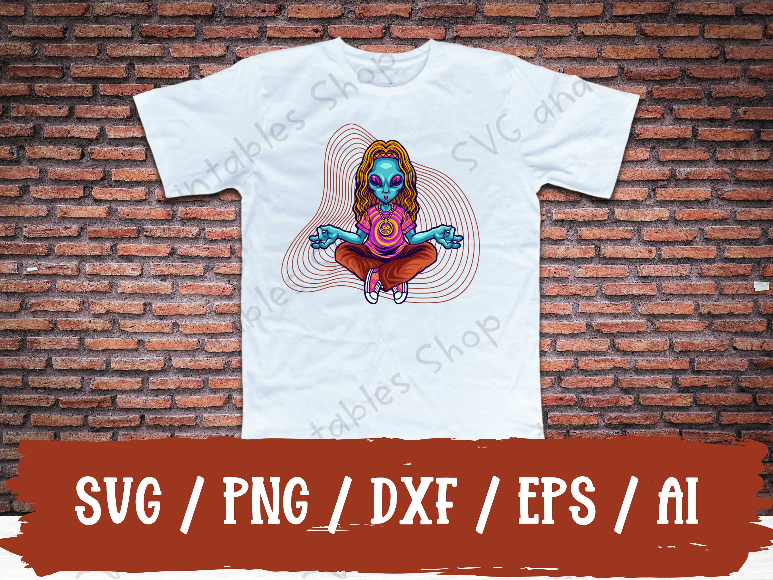 Psychedelic Alien Meditation SVG PNG DXF Eps and Pdf File / Digital Art ...