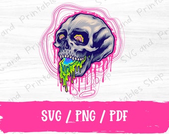 Psychedelic Sugar Skull Melting SVG PNG PDF / Sublimation Files / Skull Png