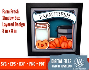 3D SVG layered shadow box digital cut file, Farm Fresh, Farmhouse decor,  Silhoutte, Cricut, SVG, dxf, eps, png, PDF