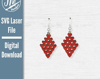 Valentine Heart Chandelier Earrings SVG, laser cut file for glowforge, valentines gift jewelry