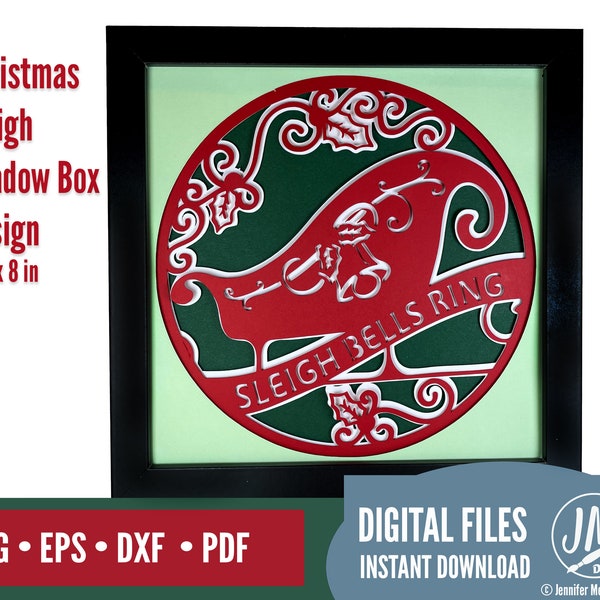 3D Christmas shadow box svg, holiday shadow box, digital cut file, Sleigh Bells Ring, Holly, Silhouette, Cricut, dxf, eps, png 3D Christmas shadow box svg, holiday shadow box, digital cut file, Sleigh Bells Ring, Holly, Silhouette, Cricut, dxf, eps, png