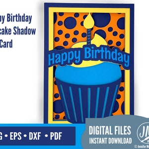 3D Happy Birthday SVG layered card, shadowbox,  Silhouette Cut file, Cricut cut file, diy handmade greeting card