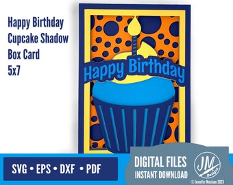 3D Happy Birthday SVG layered card, shadowbox,  Silhouette Cut file, Cricut cut file, diy handmade greeting card