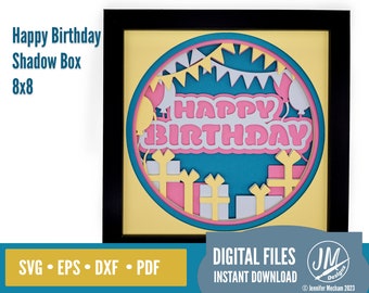 3D Happy Birthday SVG layered design, Shadow Box, Silhouette Cut file, Cricut cut file, diy handmade decor