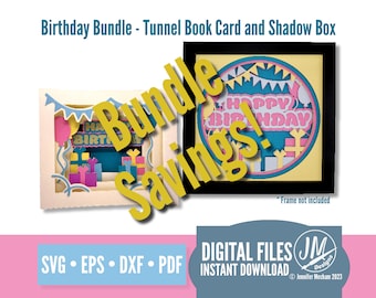 3D Birthday Card SVG Bundle and Shadow Box - DIY Greeting Card and Gift Display