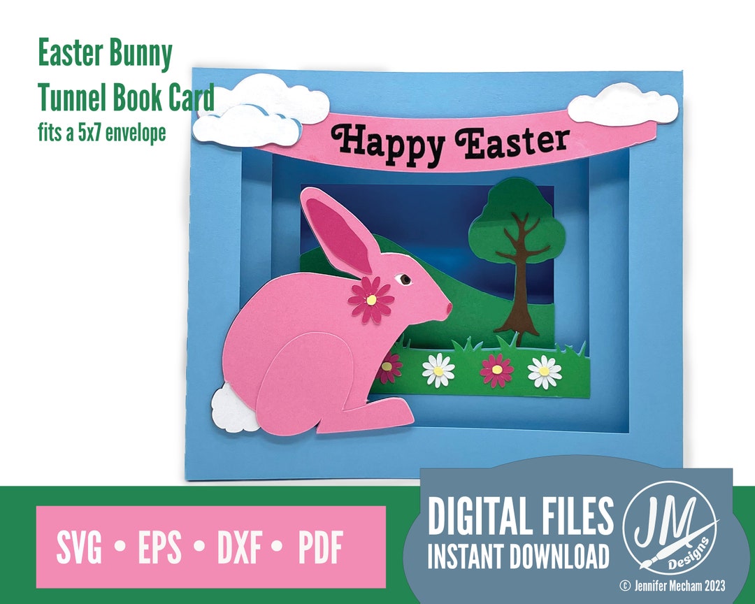 3D Easter Bunny SVG Layered Card, Tunnel Book, Silhouette Cut File ...