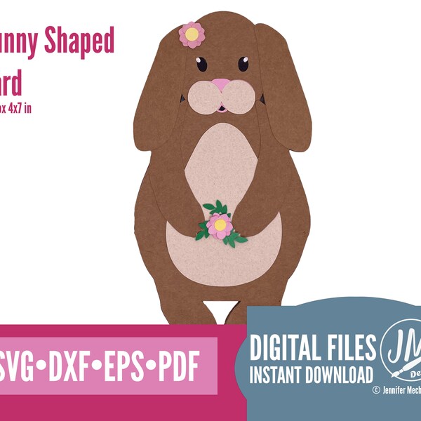 Easter Bunny shaped card SVG, Layered Card, Cricut, Silhouette, bunny, spring, eps, dxf