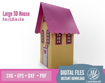 3D House, Large, SVG, Paper House, Silhouette and Cricut cut file, Layered Paper house, Spring, Easter.