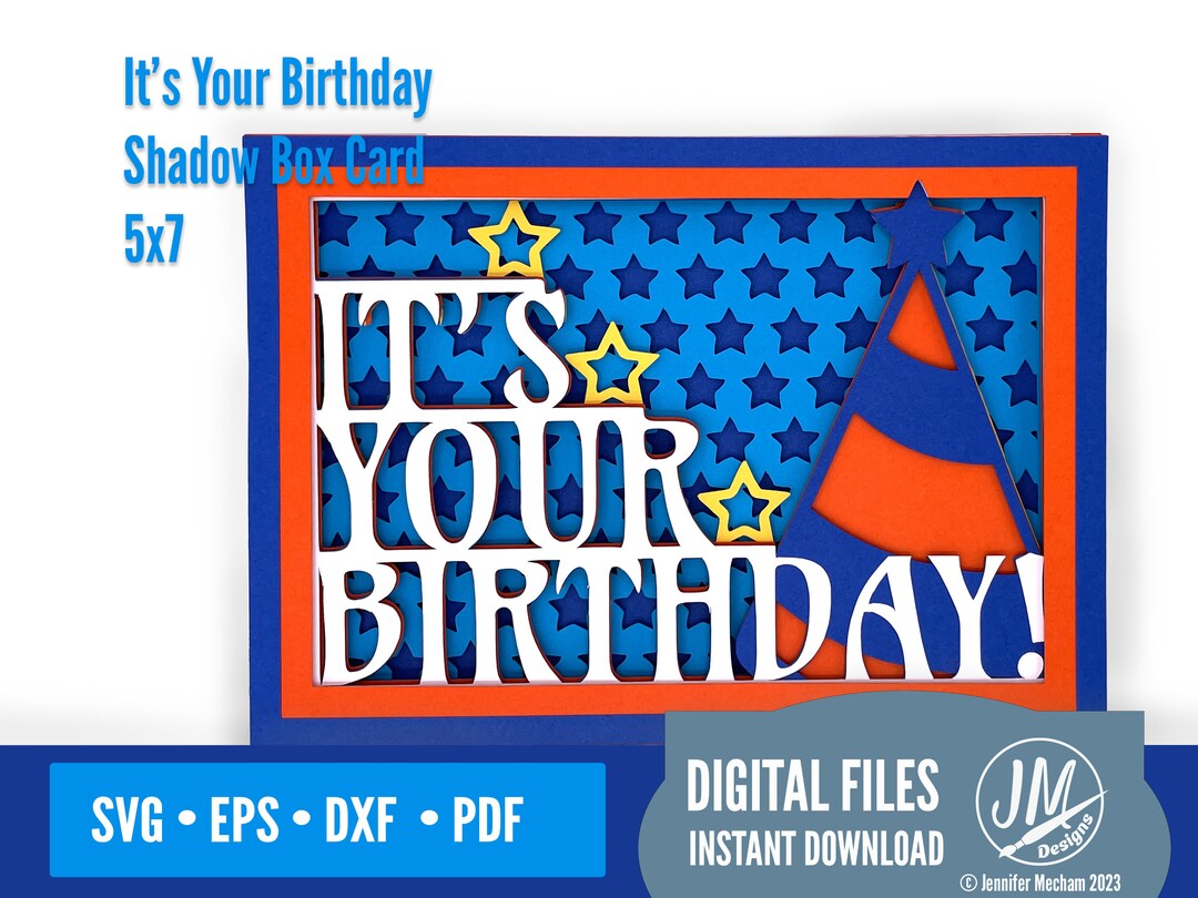 3D Birthday SVG Layered Card, It's Your Birthday, Shadowbox, Star ...