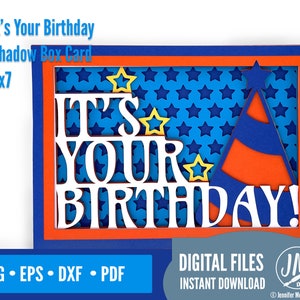 3D Birthday SVG layered card, It's Your Birthday!, shadowbox, Star, Silhouette Cut file, Cricut cut file, diy handmade greeting card