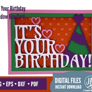 3D Birthday SVG layered card, shadowbox,  Heart, Silhouette Cut file, Cricut cut file, diy handmade greeting card