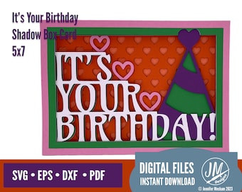3D Birthday SVG layered card, shadowbox,  Heart, Silhouette Cut file, Cricut cut file, diy handmade greeting card