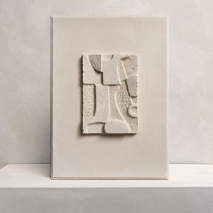 Scultura geometrica in cartapesta / Decorazione murale beige / Arte murale moderna di metà secolo / KKS 032