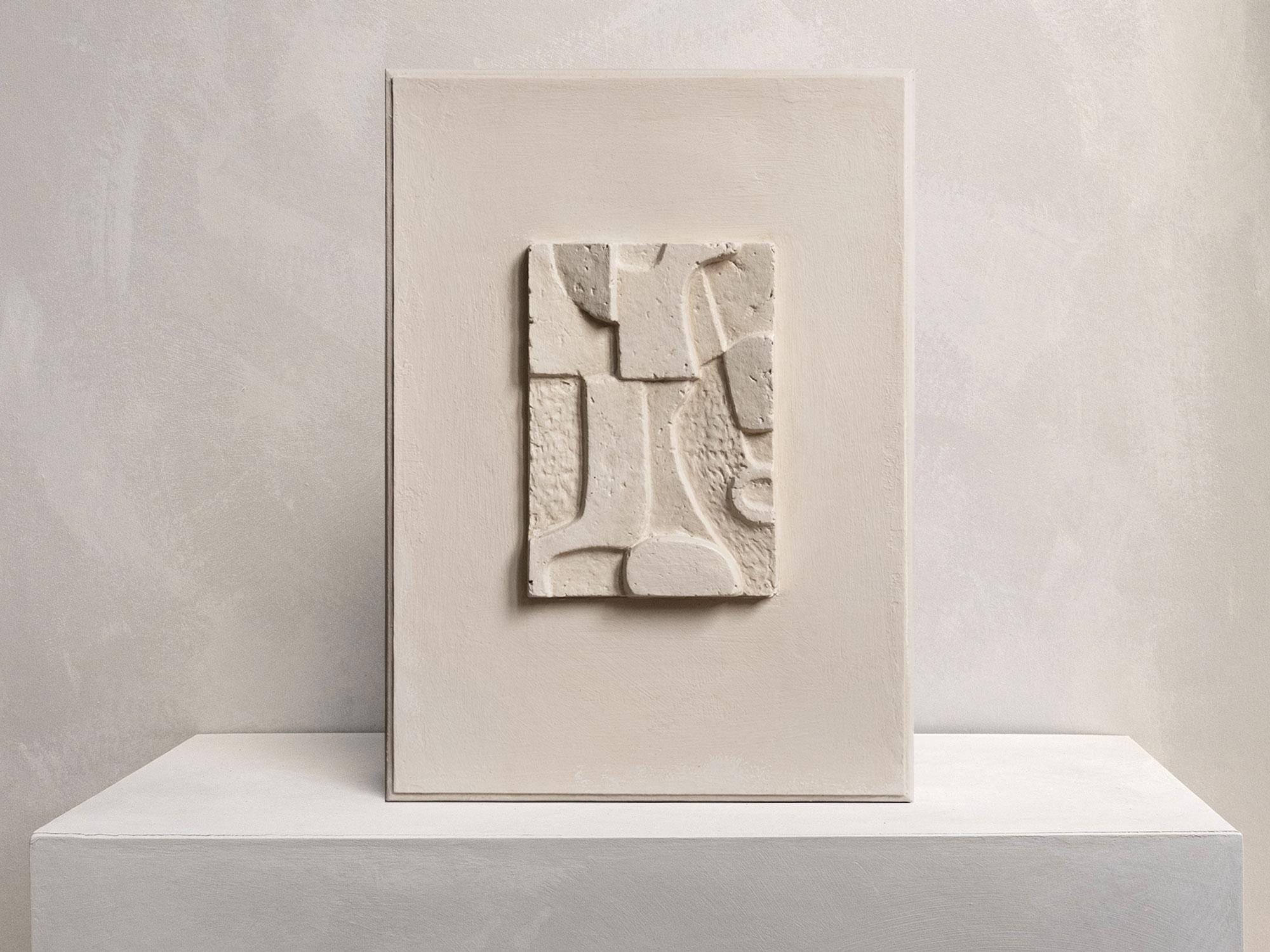 Geometric Papier-Mache Sculpture Beige Wall Decor Mid Century