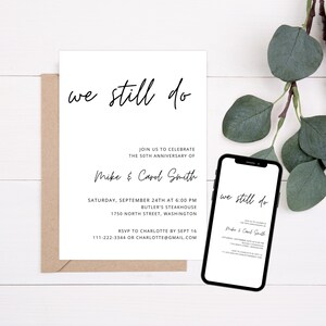 50th Anniversary Invitation, Golden Anniversary Invitation, 50th Wedding Anniversary Party, Printable Invitation, Editable Template