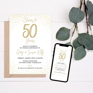 Gold Wedding Anniversary Invitation, 50th Anniversary Party Invitation Template, Personalized Invitation for 50th Wedding Anniversary