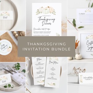Funny Thanksgiving Invitation Bundle, Friendsgiving Menu, Thankful Card, Thanksgiving Place Cards, Thanksgiving Gift Tag, Fall Hosting Decor