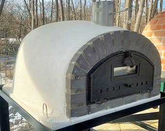 NAPOLITANO Wood Pizza Oven with Black Arc and Stucco finish (100 x 100cm)