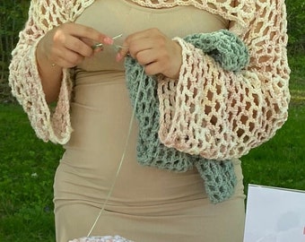 Crochet Shawl Crop Top - CUSTOMIZABLE