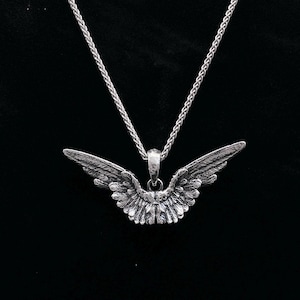 925 Sterling Silver Feather Wings Necklace, Angel Pendant, Five Chain Lengths