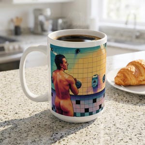 Heated Rivalry Shower Scene Mug 15oz | Queer Art Coffee Tea Ceramic image 1