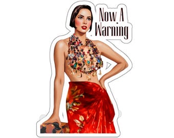 Isabella Rossellini Warning Kiss-Cut Stickers, Death Becomes Her, Film Lover, Movie Enthusiast, Pop Culture Decor, Trendy Laptop Decal