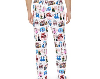 White Christmas Mens Pajama Pants, Fun Sleepwear, Cozy Lounge Pants, Movie Character Lounge Pants, Unique Gift for Him, Holiday Pajama Set