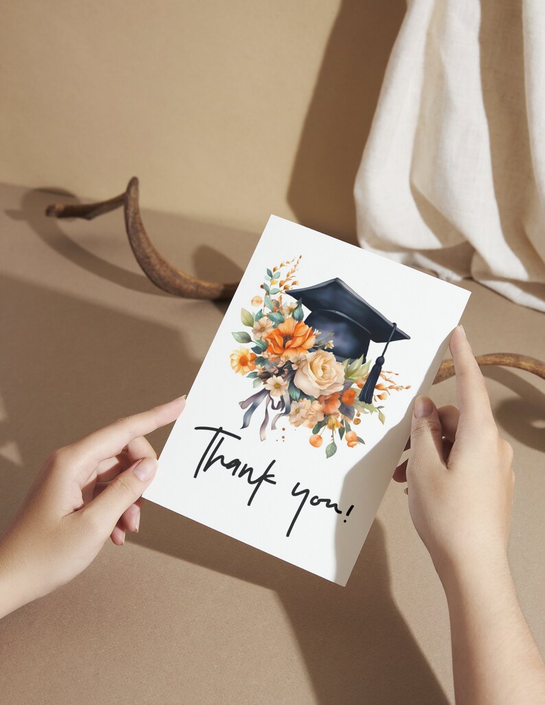 Printable Graduation Thank You Card Appreciation Card Folded Thank You ...