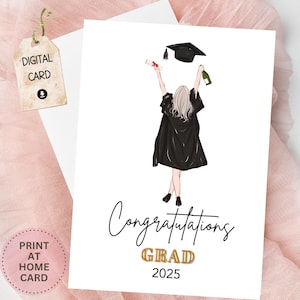Tarjeta de graduación imprimible de descarga instantánea / Felicitaciones graduado / Tarjeta de graduación plegable / Clase de 2025 / Felicitaciones graduado / Graduado 2025