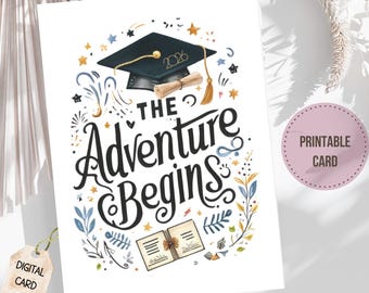 The Adventure Begins Graduation Card Class of 2026 Printable (Digital Download)