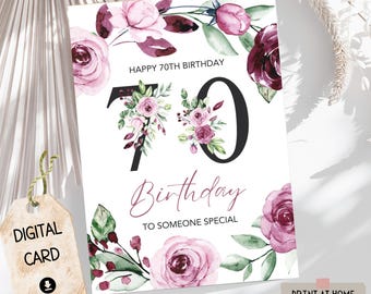 Biglietto Di Auguri Per 70° Compleanno Donna Con Dettagli In Lamina Oro - Elegante, 150x150mm, Con Busta - 5