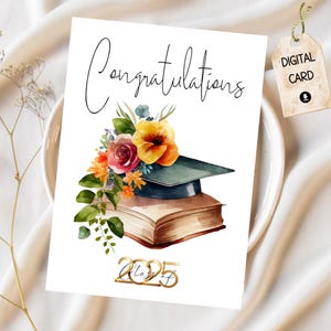 Directe download afdrukbare afstudeerkaart | Gefeliciteerd afgestudeerd | Afstudeerkaart vouwen | Klasse van 2025 | Gefeliciteerd Grad | Grad 2025