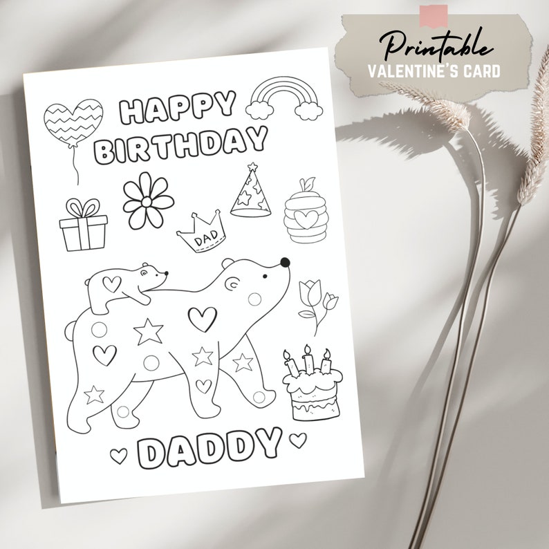 PRINTABLE Birthday Card for Dad Happy Birthday Coloring Card for Dad ...