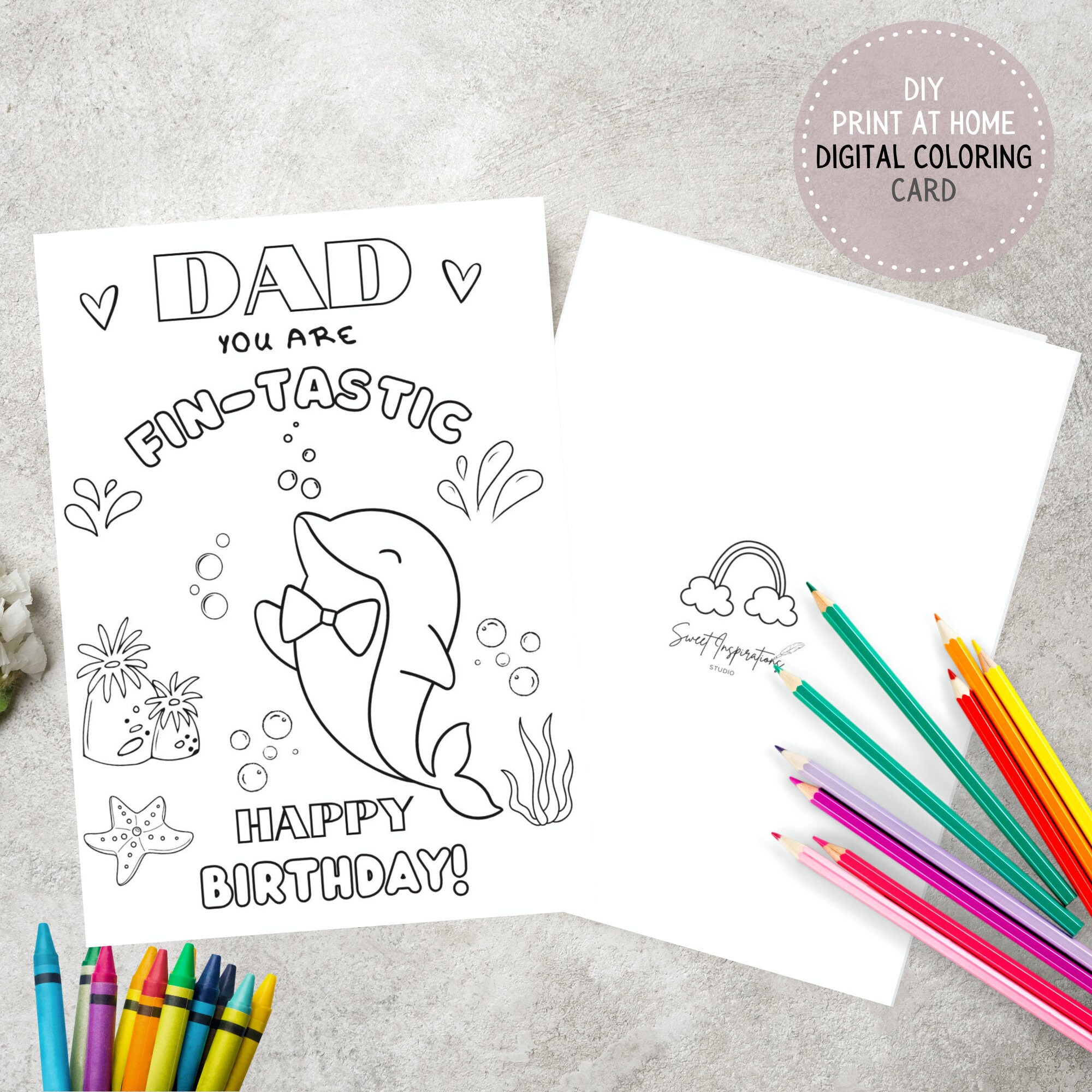 PRINTABLE Birthday Card for Dad DIY Happy Birthday Coloring Card for ...