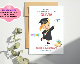 Downloadable Personalized Graduation Card | Congratulation Preschool Grad | Custom Printable Digital Download | Custom Name Card | Grad 2024