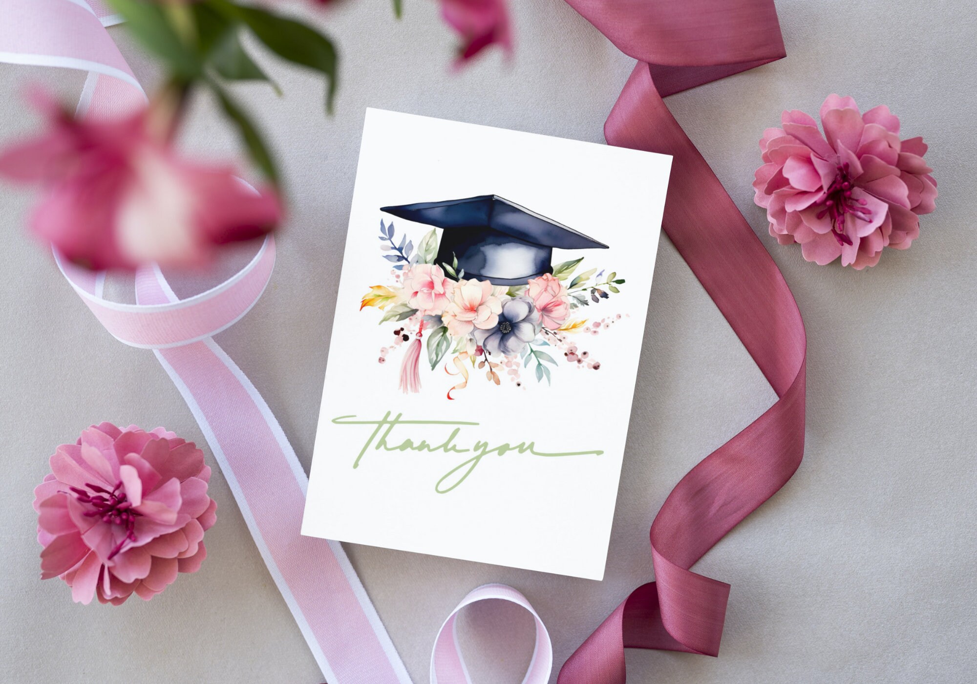 Printable Graduation Thank You Card Appreciation Card Folded Thank You ...
