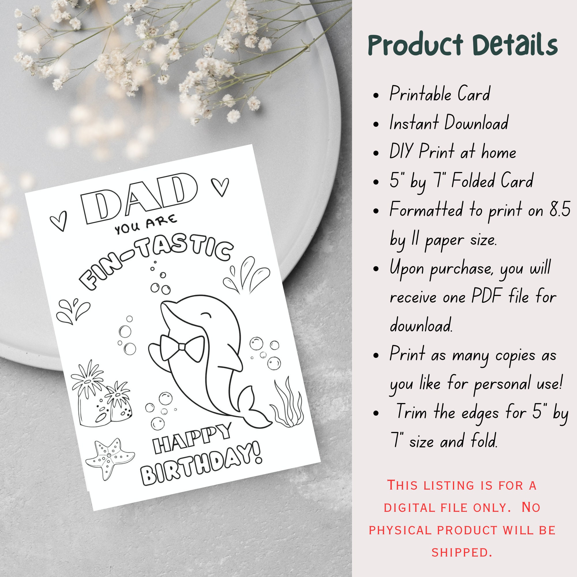 PRINTABLE Birthday Card for Dad DIY Happy Birthday Coloring Card for ...