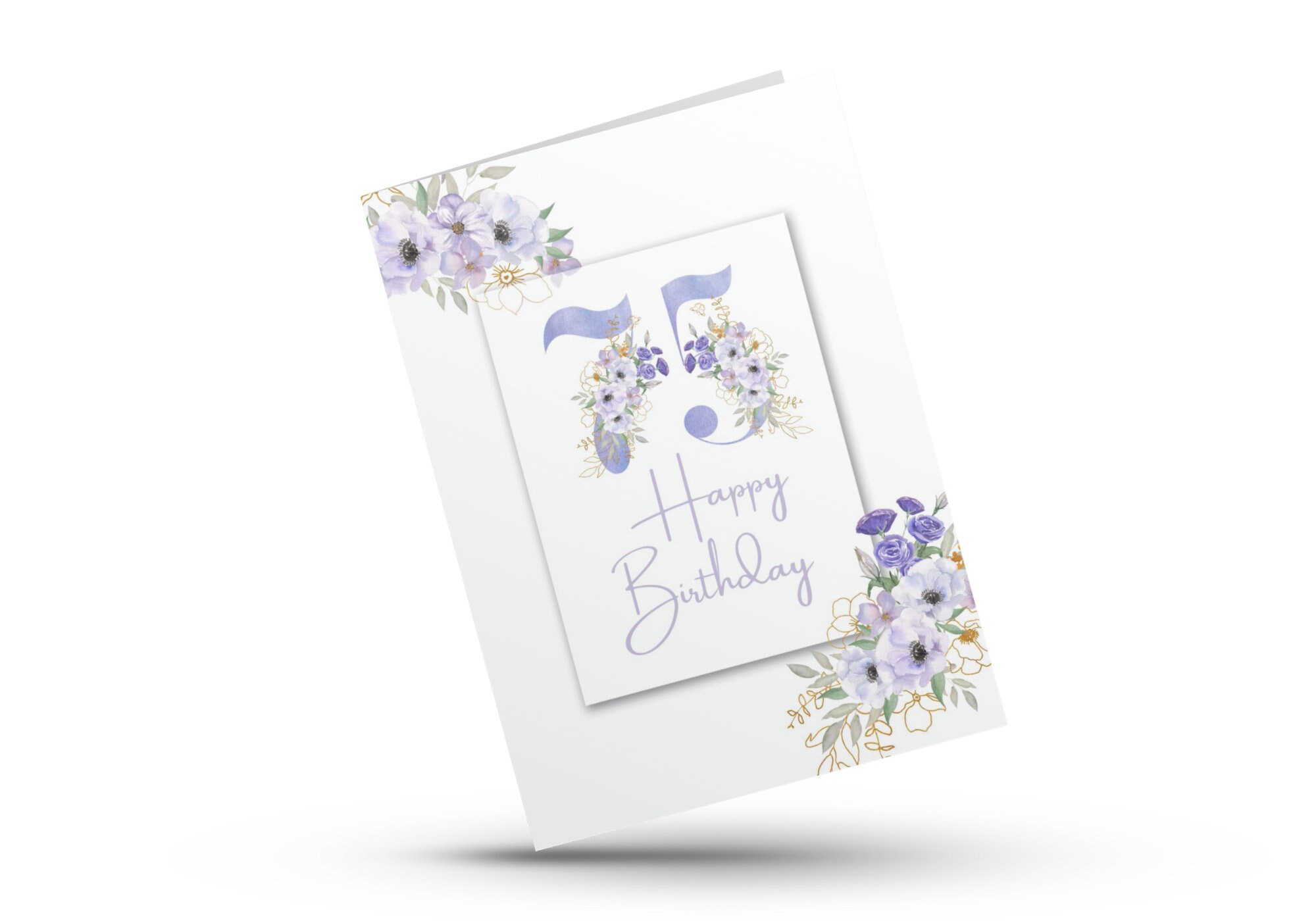 Printable 75th Happy Birthday Card | Instant Download | Blank Interior ...