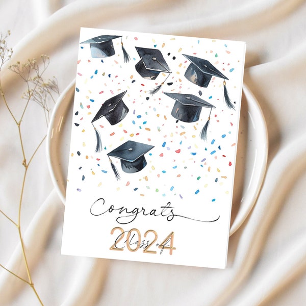 Instant Download Printable Graduation Card | Congratulations Graduate | Folding Graduation Card | Class of 2024 | Congrats Grad | Grad 2024