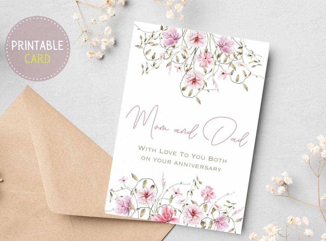 Anniversary Card for Parents Happy Anniversary Mom and Dad Printable ...