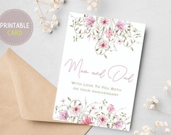 Anniversary Card for Parents Happy Anniversary Mom and Dad Printable Parents Anniversary Card for Mom + Dad DIY Parents Anniversary Gift