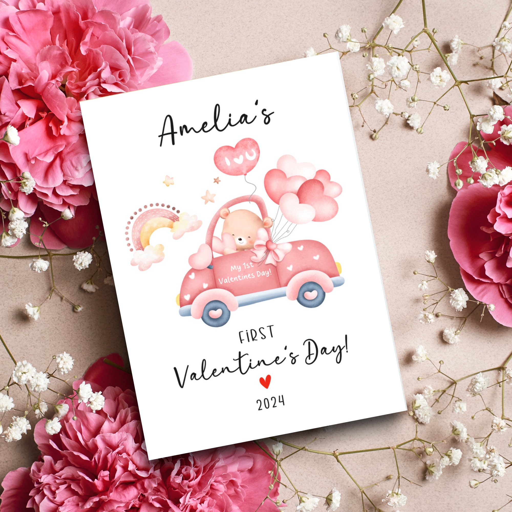 Baby's First Valentines Day 1st Valentine's Name Card Personalized ...