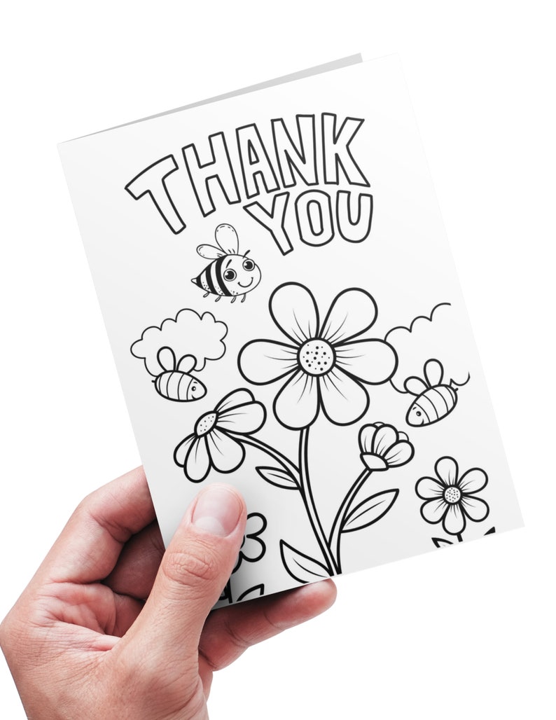 PRINTABLE Thank You Coloring Card for Kids | DIY Print and Color