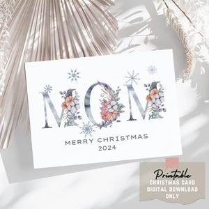 Cartão de Natal para a mãe Cartão de Natal floral Feliz Natal para a mãe Cartão de Natal para a mãe Cartão de Natal para a mãe Cartão de Natal para impressão faça você mesmo