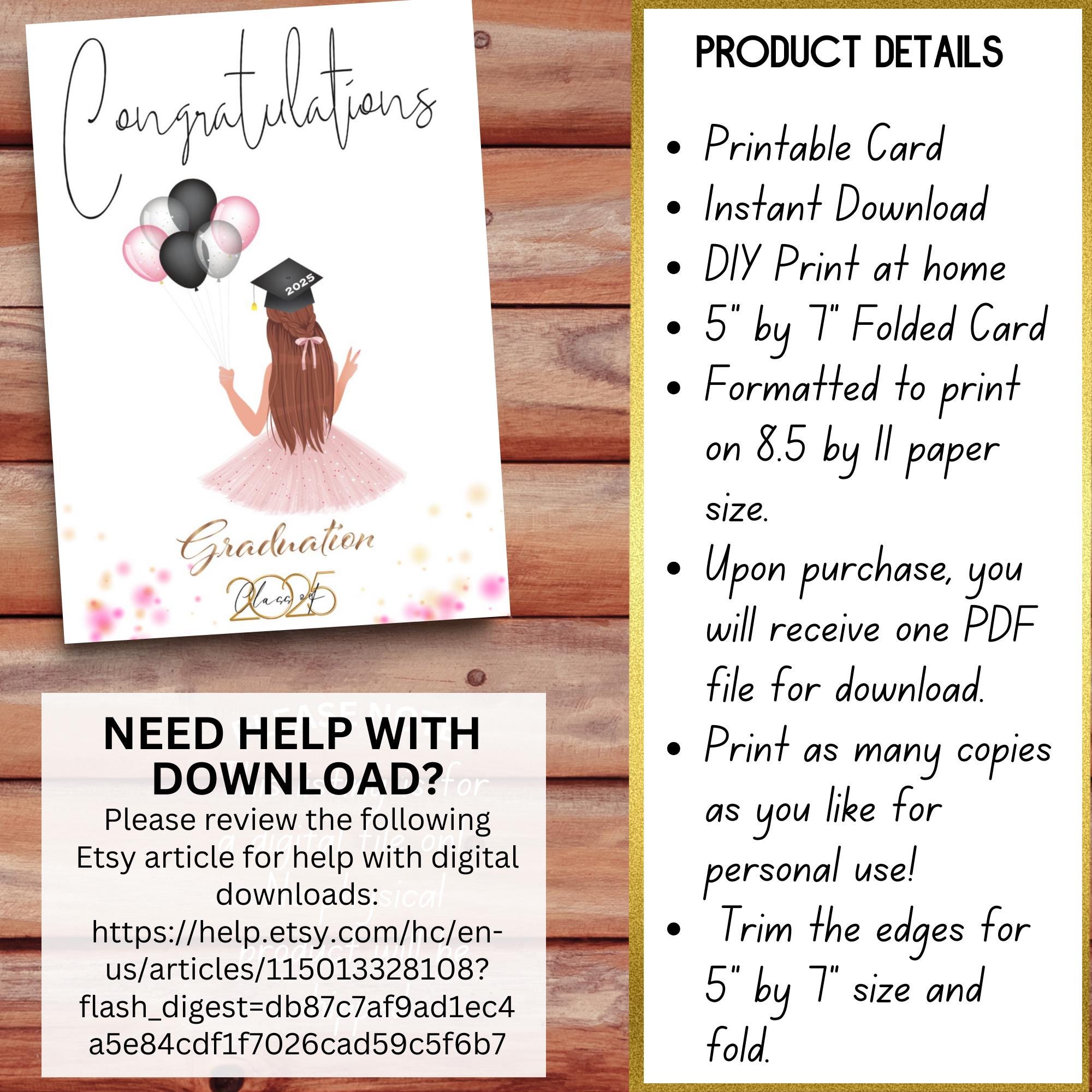 Instant Download Printable Graduation Card | Congratulations Graduate ...