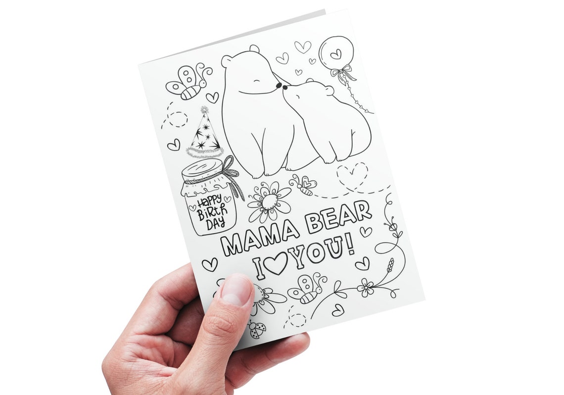 PRINTABLE Happy Birthday Coloring Card for Mom Fun Coloring Activity ...