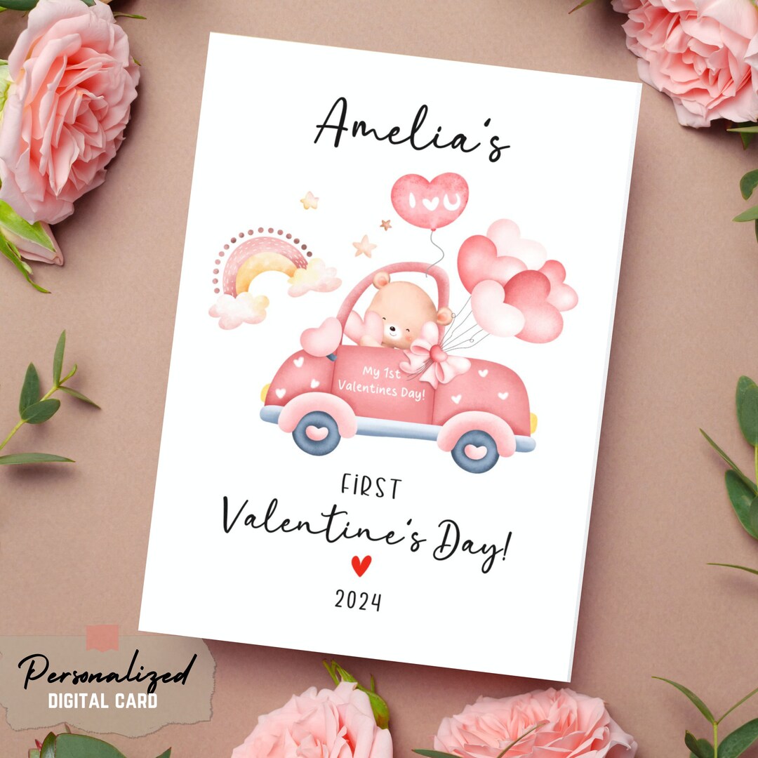 Baby's First Valentines Day 1st Valentine's Name Card Personalized ...