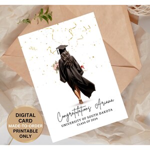 Carte de remise des diplômes personnalisée téléchargeable, promotion 2025, carte de visite personnalisée imprimable en téléchargement numérique, fille bricolage diplômé 2025, impression à la maison